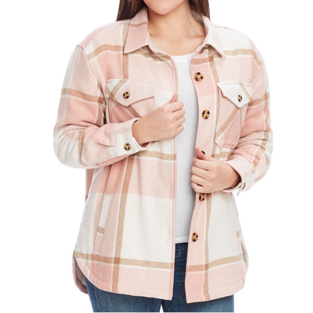 Member's Mark Pink And White Plaid Button-Up Jacket Size Xxl